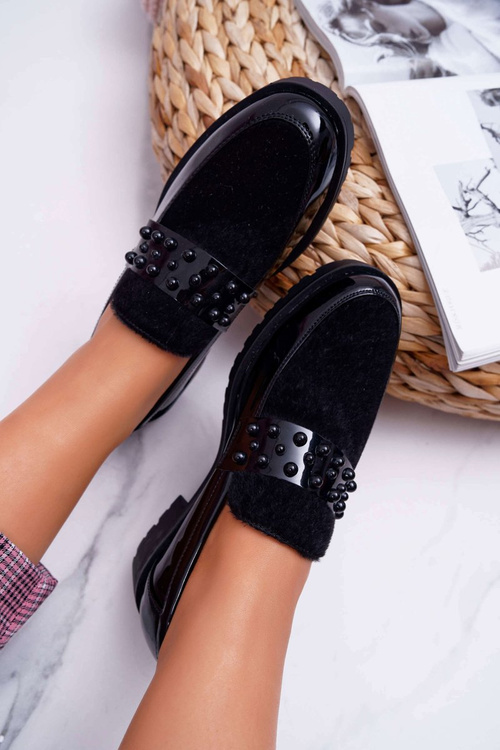 Жіночі польські лаковані сліпони чорні Delicious