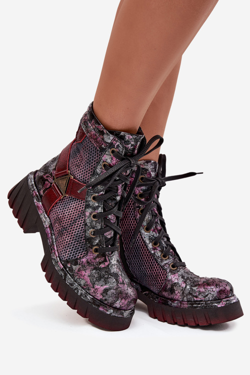 Шкіряні робочі черевики жіночі Maciejka 07072-23 бордо