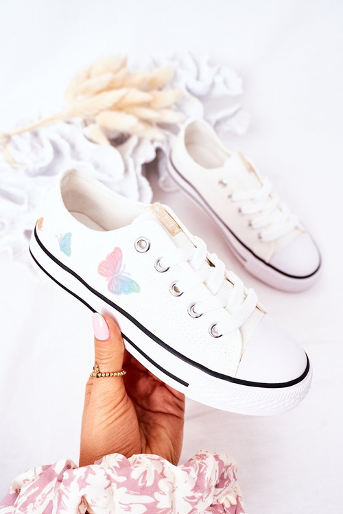 Дитячі кросівки з метеликами Білі казкові