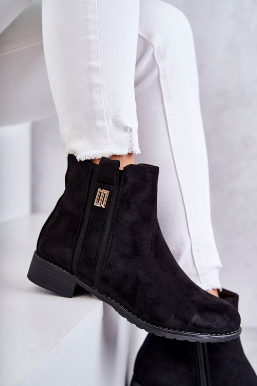 Жіночі замшеві чоботи з орнаментом Чорні Giana