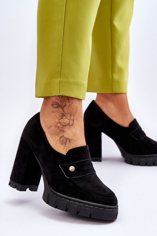 Елегантні замшеві туфлі на високих підборах чорного кольору Mintore