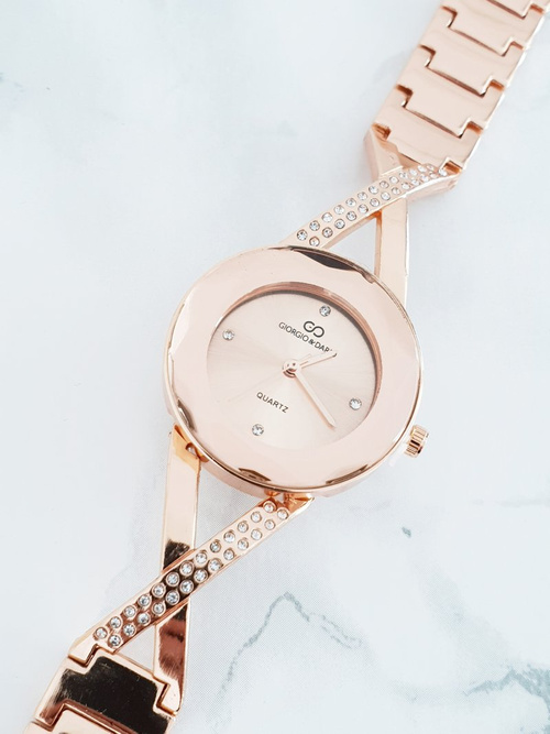 Жіночий годинник Giorgio & Dario з паєтками Cube Pink Gold