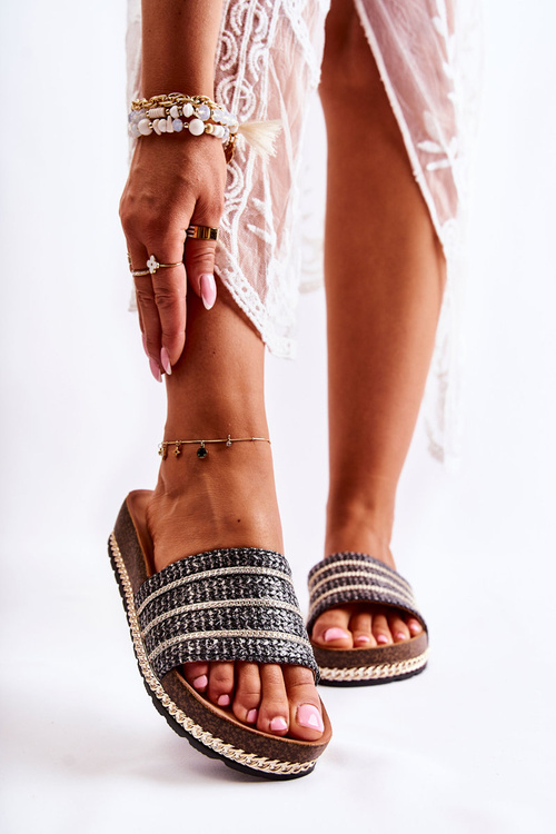 Жіночі класичні тапочки на ланцюжку Чорні Медді