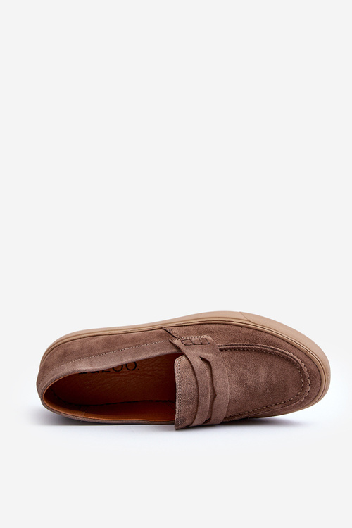 Чоловічі замшеві лофери Zazoo 1574 Темно-бежеві