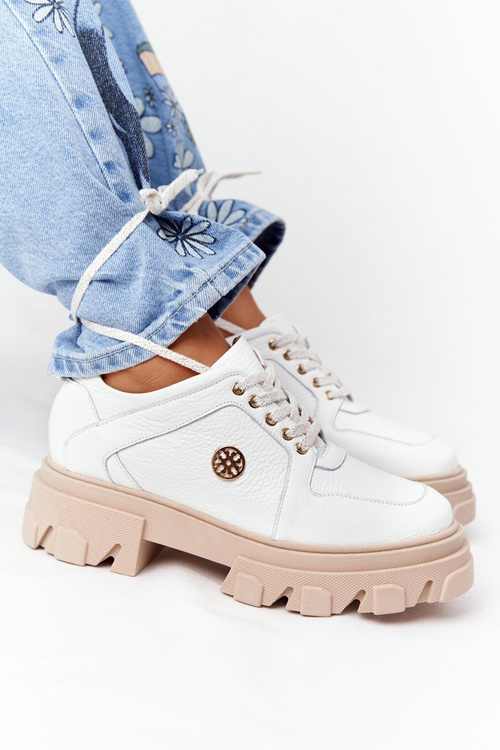 Шкіряні броги Оксфорди Lewski Shoes 3011-0 Білі