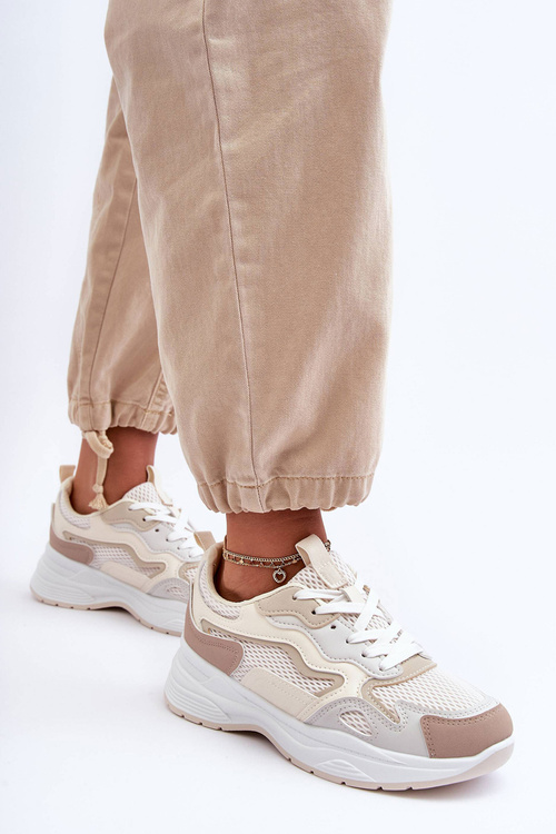 Жіночі спортивні кросівки на платформі бежеві Lomare