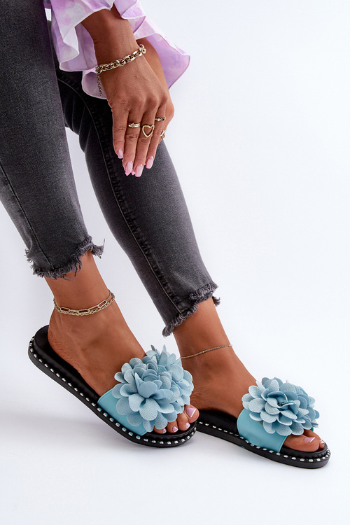 Жіночі босоніжки прикрашені квітами чорного кольору Cellanen