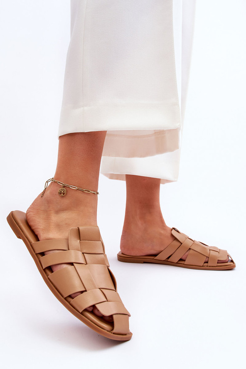 Жіночі тапочки в смужку бежеві Reyna