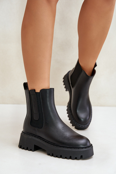 Шкіряні утеплені ботильйони жіночі Big Star OO274A386 чорні