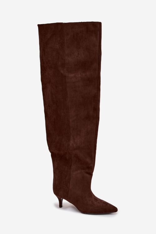 Легкі жіночі чоботи на підборах шоколадні Ysolienne