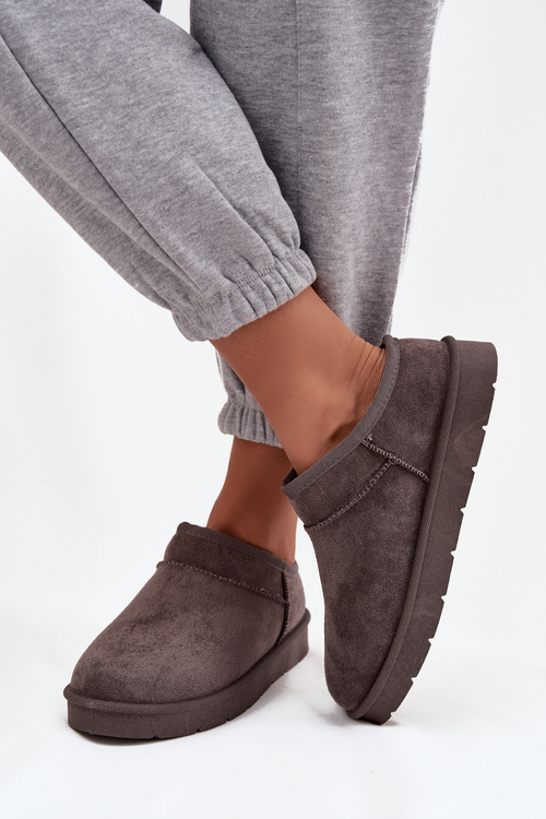 Жіночі зимові черевики з теплою підкладкою темно-сірі Serenne