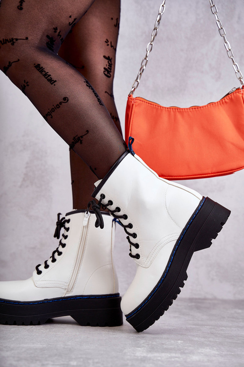 Жіночі чоботи на зав'язках Glany White Callie