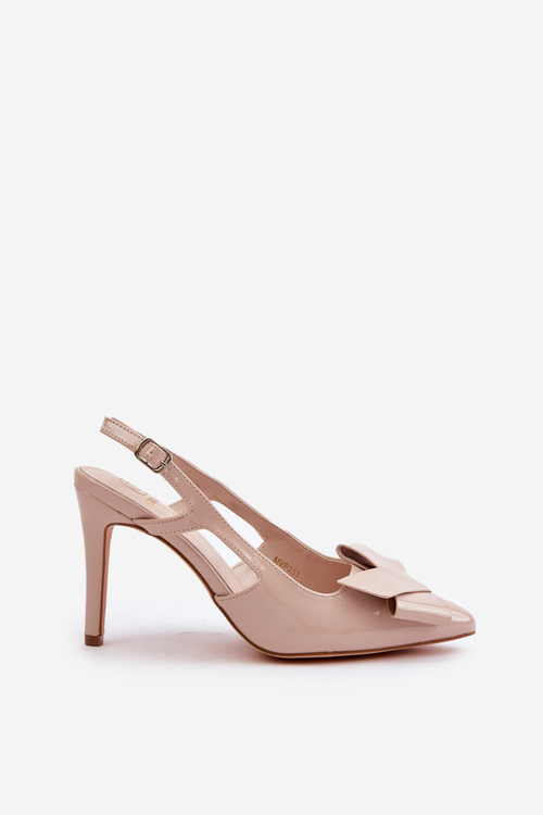 Лаковані підбори з відкритою спиною бежеві Auroravia