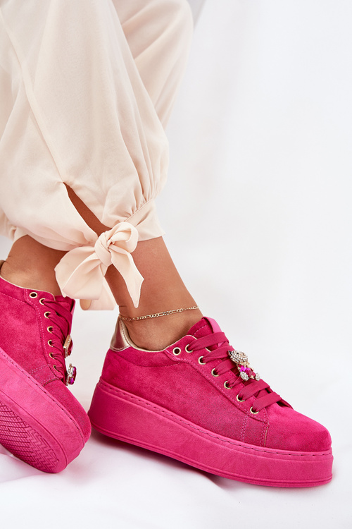 Жіночі Кросівки на Платформі з Ведмедиком Фуксія Vailina