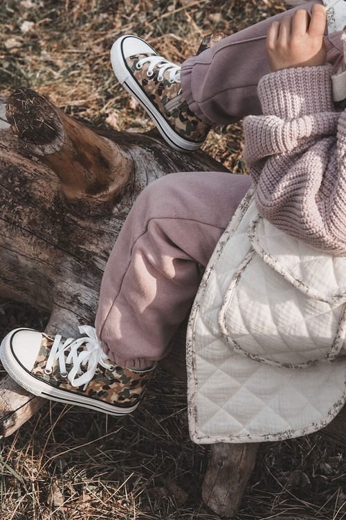 Дитячі високі кросівки на блискавці бежево-зелений Filemon