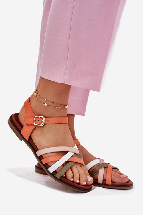 Жіночі Сандалі З Переплетеними Стрічками Помаранчеві Sergio Leone SK090H