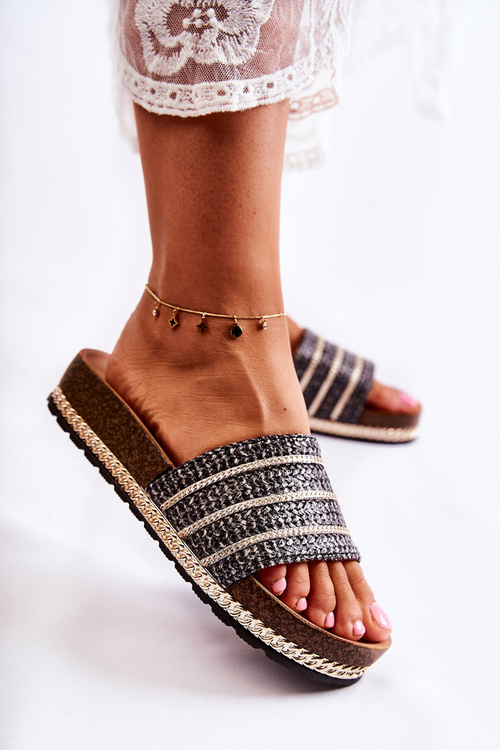 Жіночі класичні тапочки на ланцюжку Чорні Медді