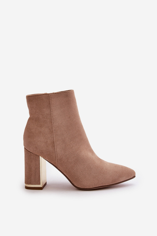 Жіночі чоботи на підборах із застібкою-блискавкою, утеплені з екологічної замші, світло-коричневі Mevair