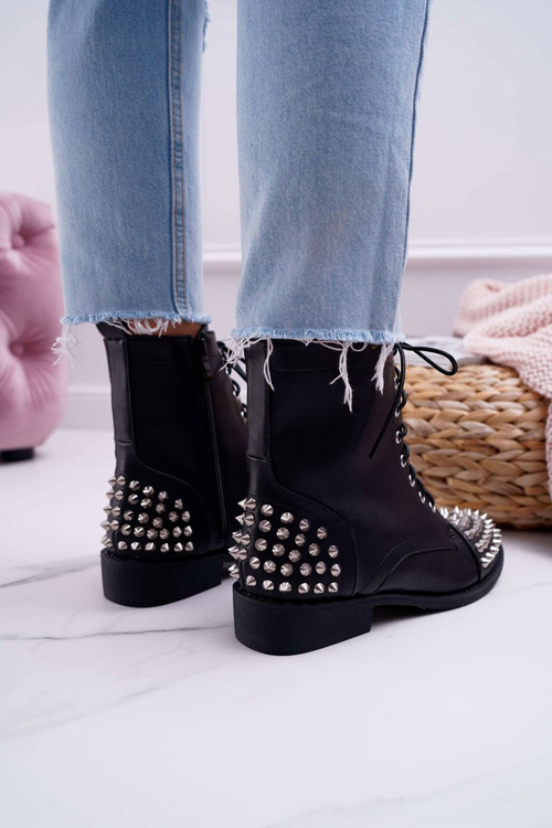 Жіночі чоботи Lu Boo Black робочі з шпильками натяжні