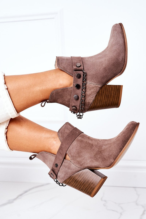 Велюрові чоботи на блочному каблуці Lewski Shoes 2880 Коричневий