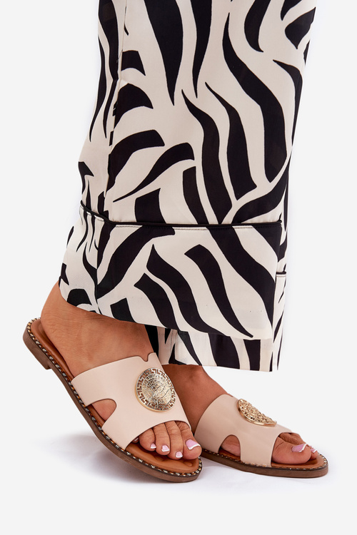 Площині Жіночі Сандалі З Декоративною Деталлю Бежеві Oferry