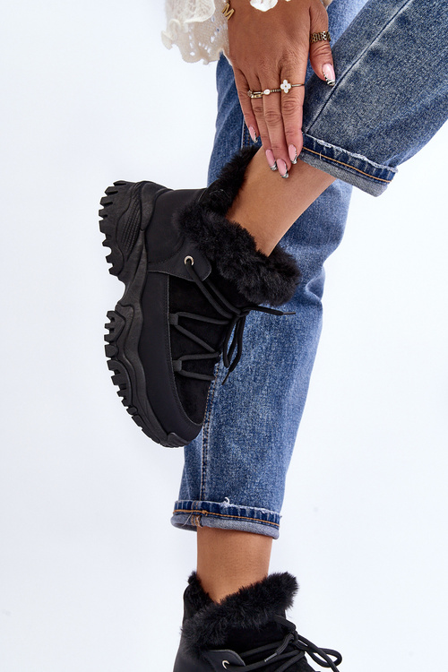 Жіночі ботильйони з хутряною підкладкою Чорні Cresandi