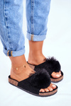 Чорні жіночі шльопанці з помпоном Galaxo