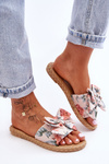 Жіночі тапочки з тканинним бантом Beige Blossom