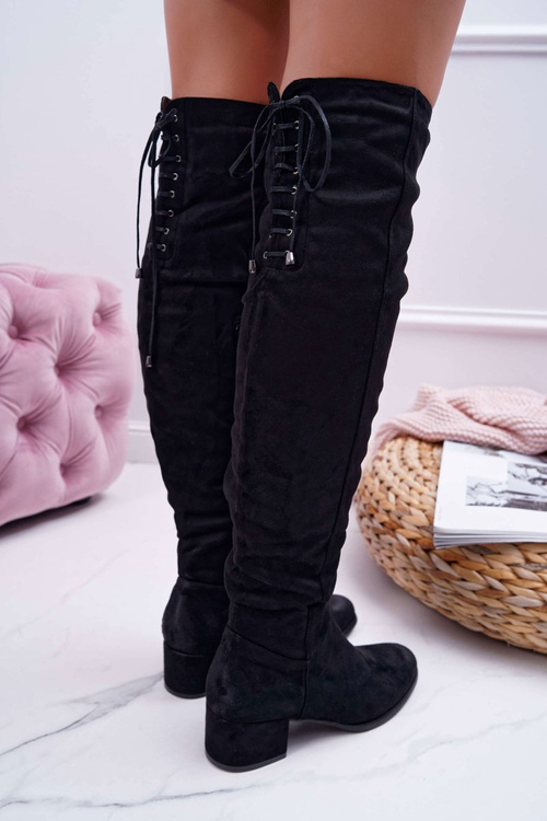 Чорні жіночі утеплені замшеві чоботи Barski 98-7