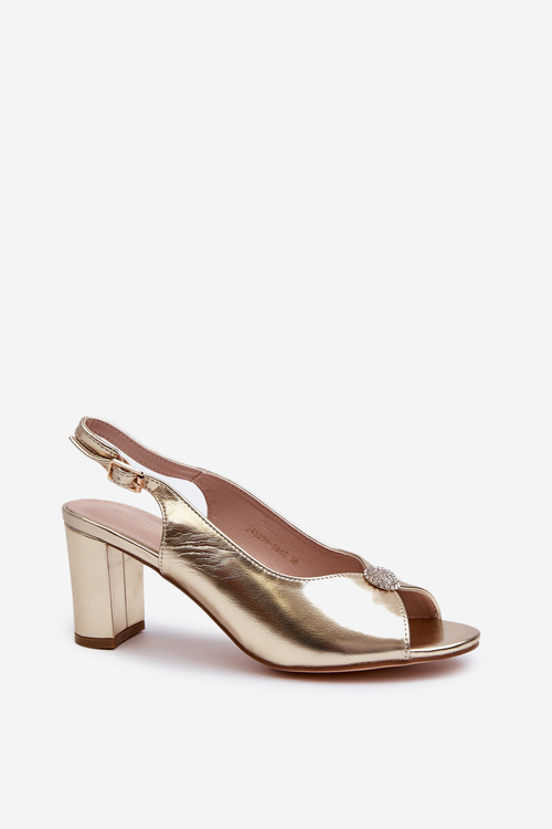 Елегантні босоніжки на підборах із золотим декором Trasea