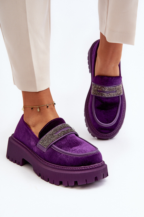 Жіночі оксамитові мокасини з декором Purple Wendreda