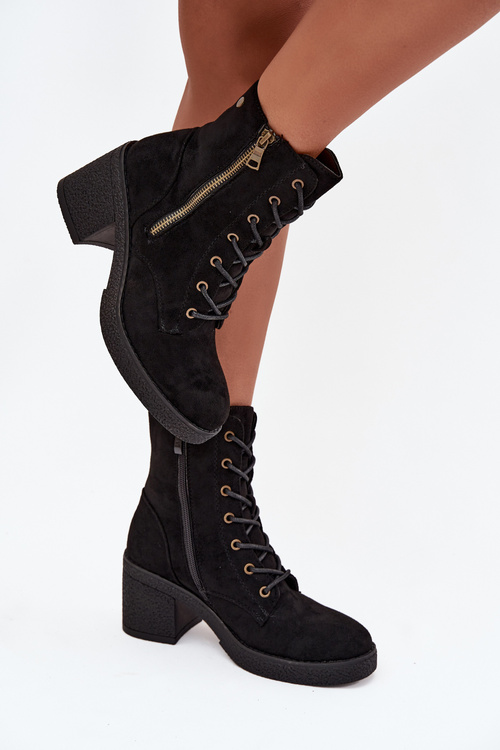 Ізольовані жіночі черевики з шнурками та блискавками Чорні Paressa