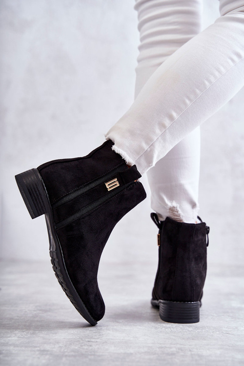 Жіночі замшеві чоботи з орнаментом Чорні Giana