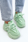 Жіночі кросівки на масивній підошві зелені Windamella