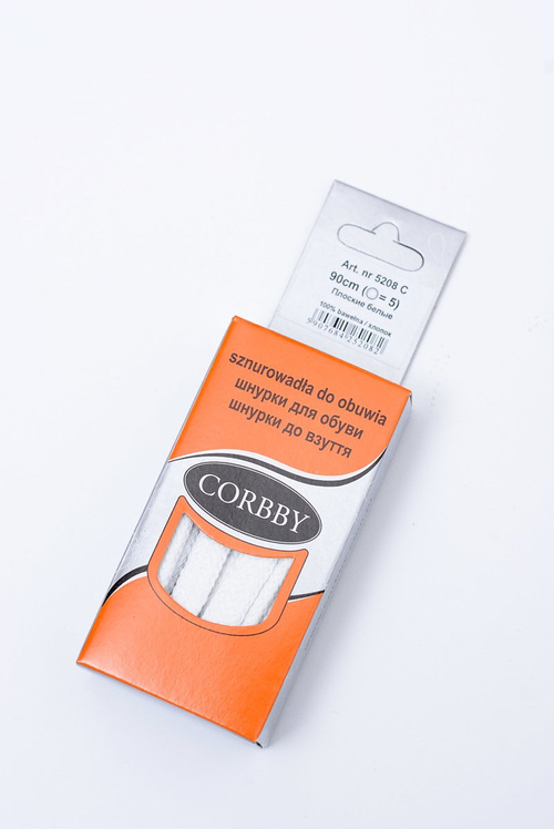 Білі плоскі бавовняні шнурки Corbby