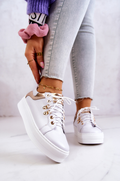 Шкіряні спортивні туфлі на платформі White Mary Ann