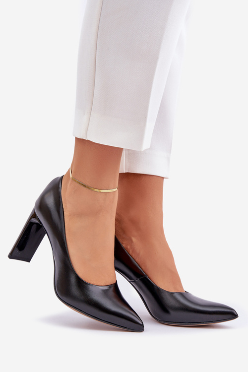 Елегантні Туфлі З Природної Шкіри На Каблуці Чорні Lewski 2659/2043