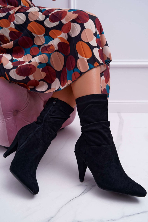 Жіночі чоботи на шпильці за щиколотку Утеплені чорні Темма