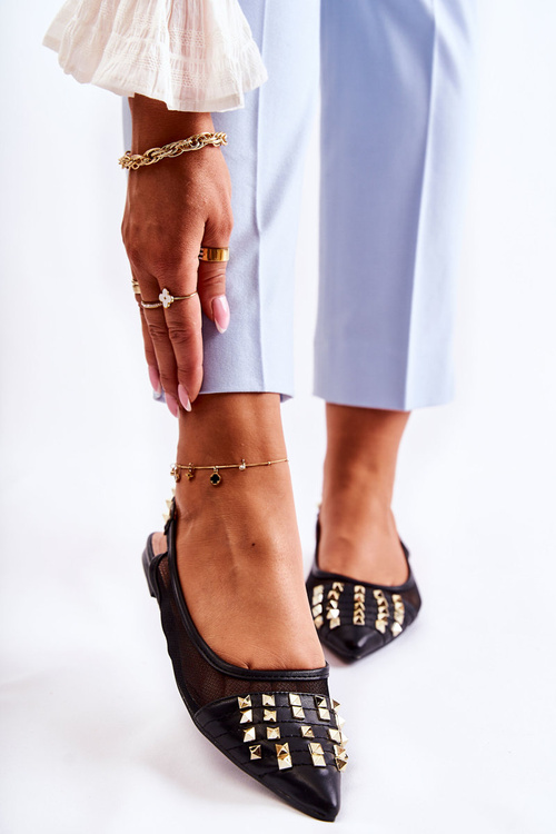 Жіночі балетки на шпильках чорні Kinley