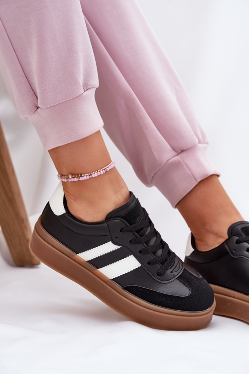 Жіночі Кросівки На Платформі З Еко Шкіри Чорні Elaraven