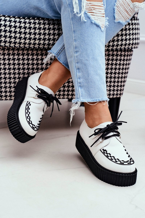 Білі шкіряні крипери на платформі Gocain