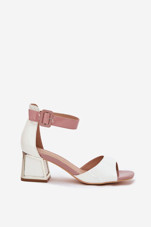 Лаковані Жіночі Сандалі На Каблуку Білі Zennia