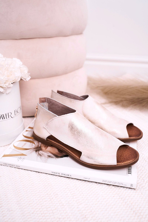 Жіночі шкіряні босоніжки Nicole 2622 білий металік