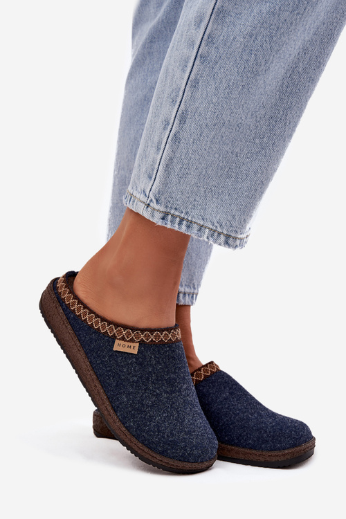 Жіночі капці з вишивкою Inblu NL000009 темно-синій