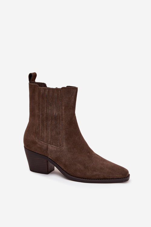 Замшеві Чоботи Для Жінок На Каблуці Утеплені Хакі Арелія