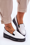 Шкіряні кросівки на платформі білі Madeline 