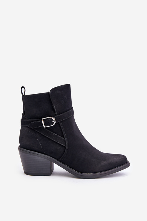 Ковбойські ботильйони з гострими носами, утеплені на блискавці, чорні Glamer