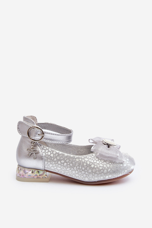 Дитячі балетки зі срібним бантом Nanthea