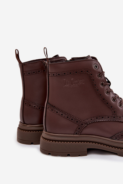 Шкіряні чоловічі чоботи Lee Cooper LCJ 25 33 3960 коричневі Botki Męskie
