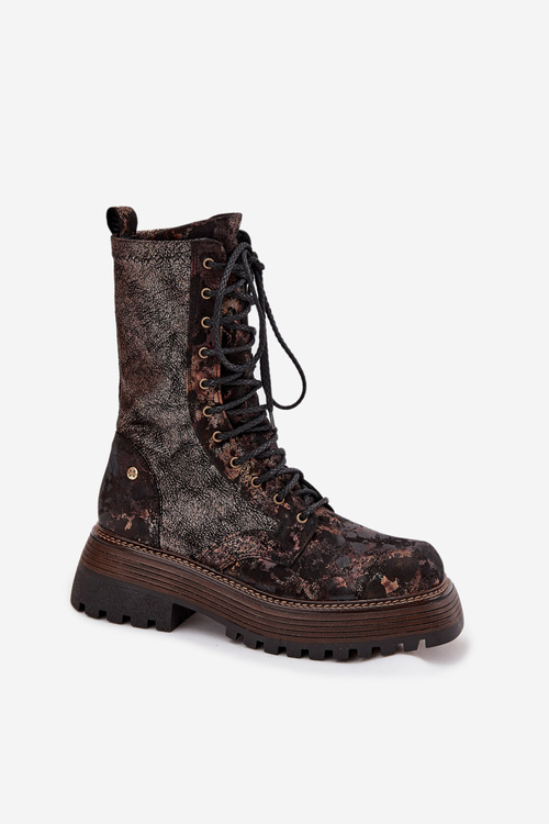 Жіночі Шкіряні Чоботи Workery Maciejka 06203-32 Коричнево Золото